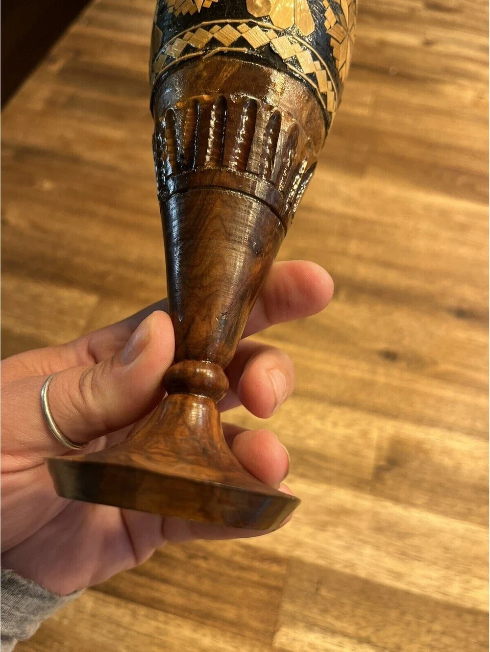 Handmade Wood Bud Vase Hand Carved Turned Vintage 9